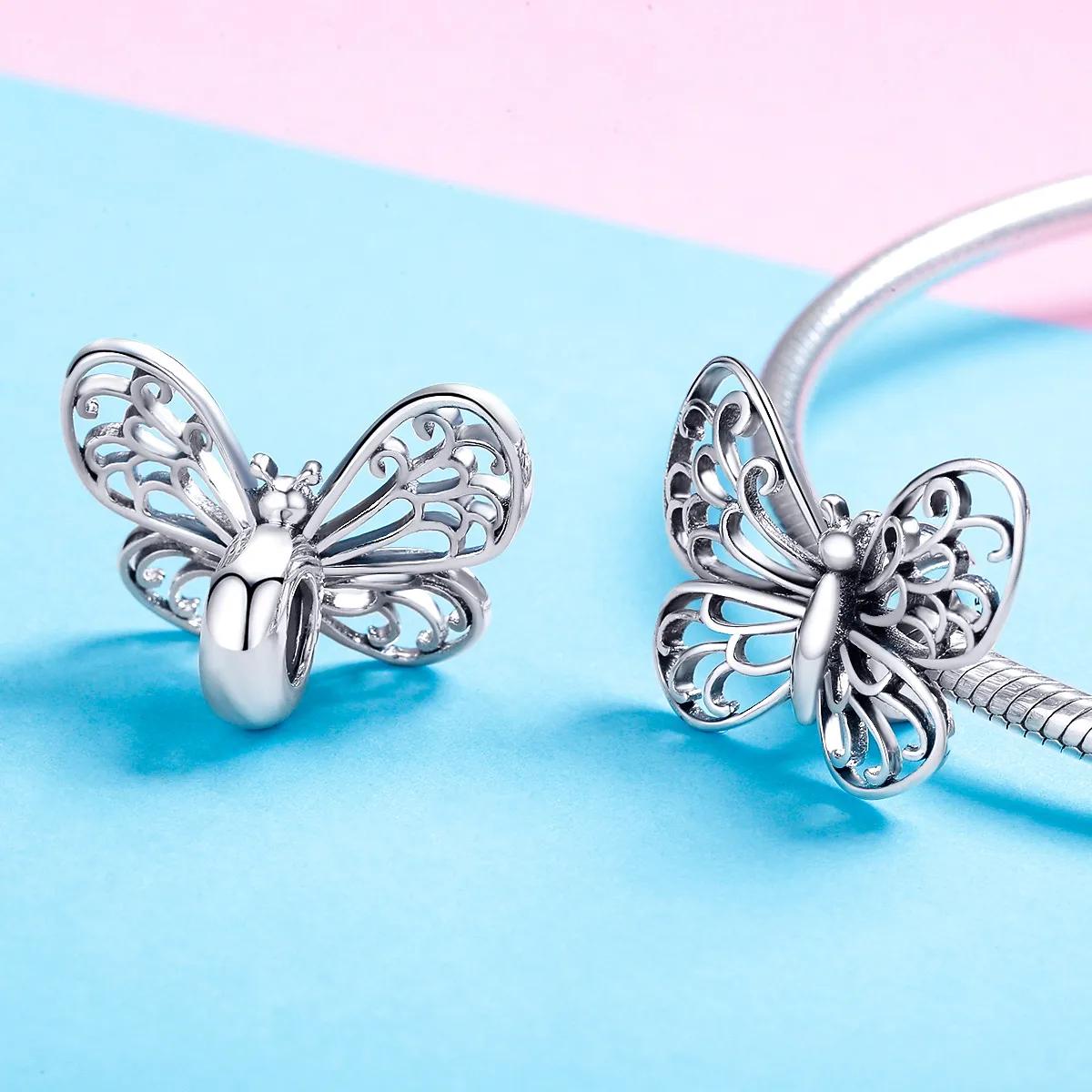 Pandora Style Silver Charm, Butterfly - BSC062