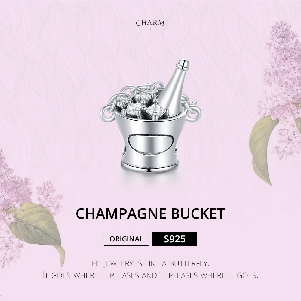 Pandora Style Silver Charm, Champagne Bucket - SCC1687