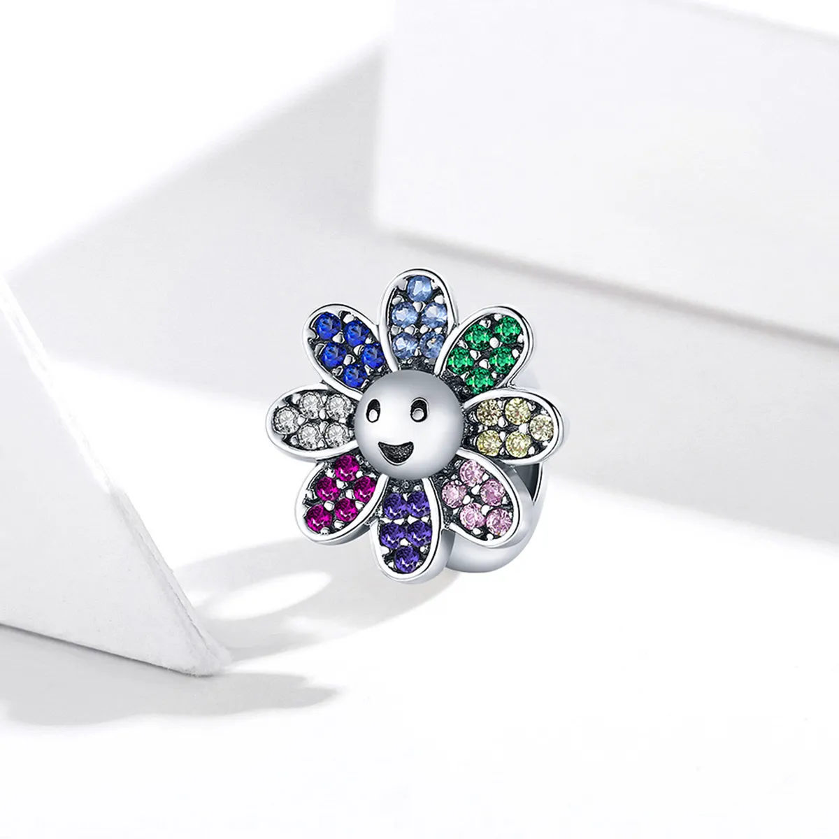 Pandora Style Silver Charm, Colorful Sunflower - SCC1701