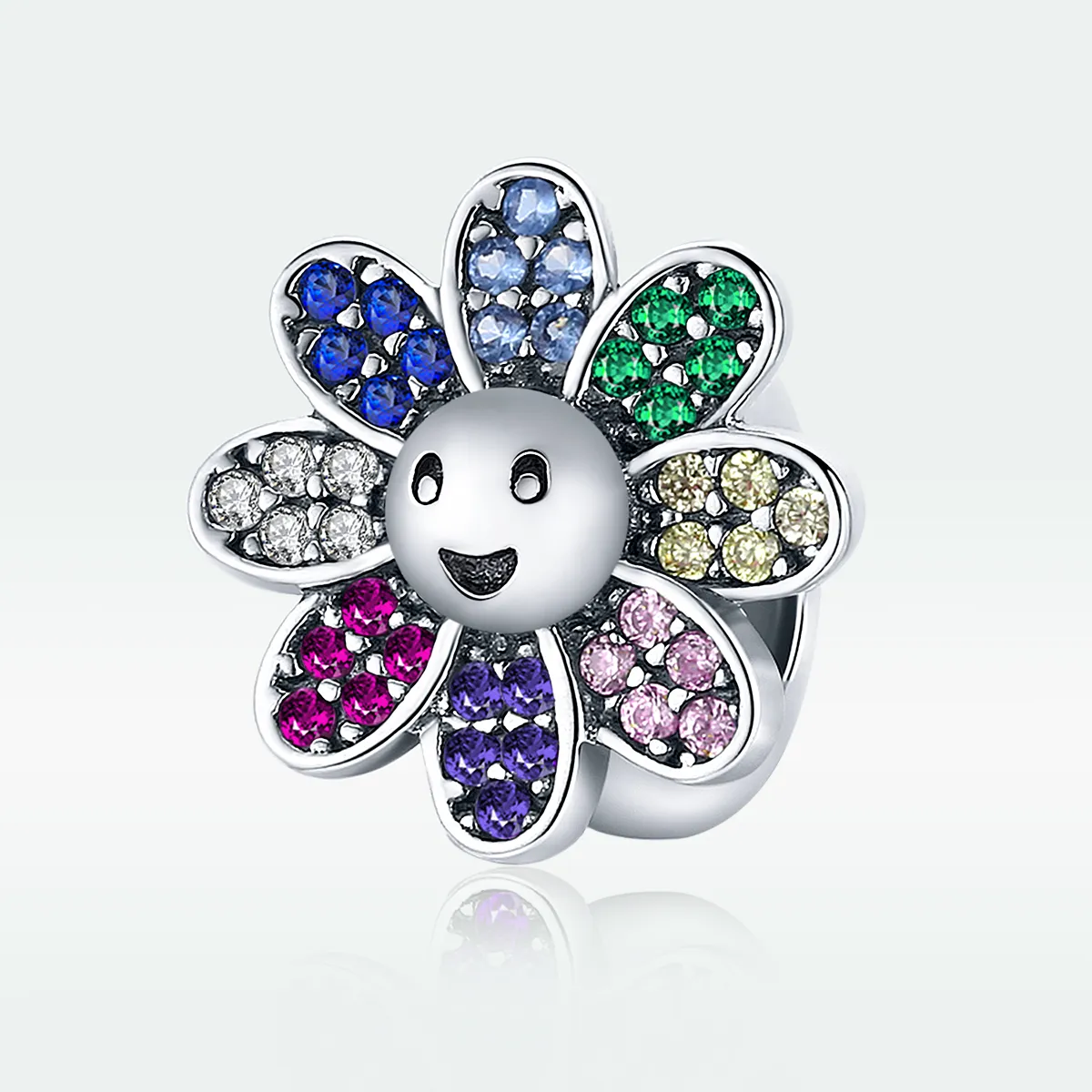 Pandora Style Silver Charm, Colorful Sunflower - SCC1701