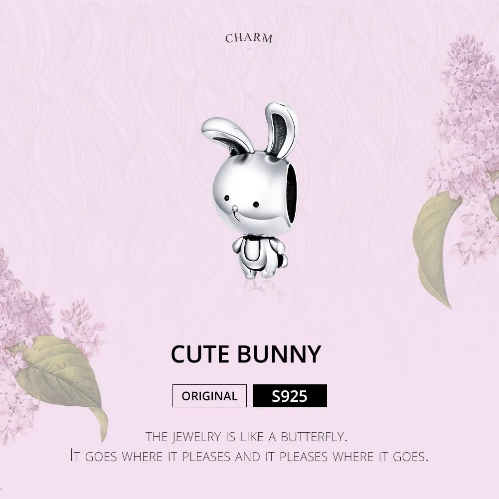 Pandora Style Silver Charm, Cute Bunny - SCC1517