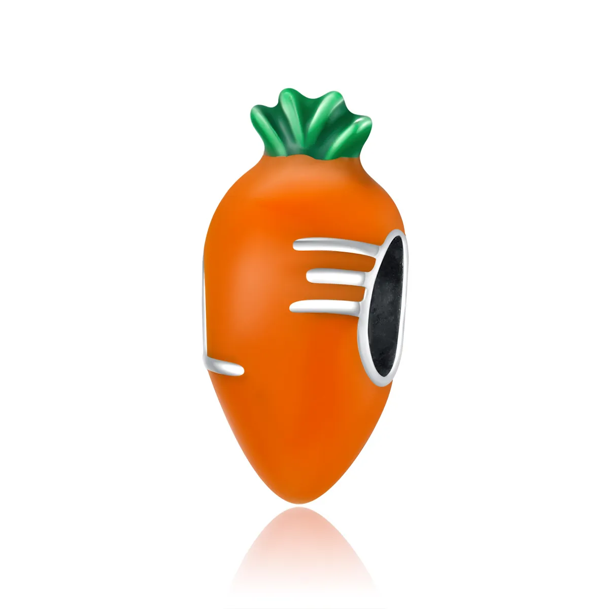 Pandora Style Silver Charm, Cute Carrot, Multicolor Enamel - SCC1591