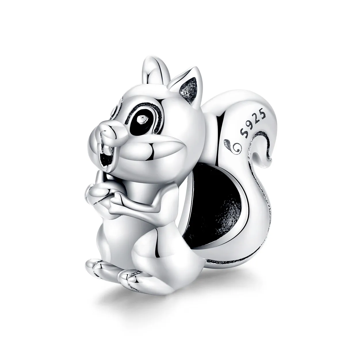 Pandora Style Silver Charm, Cute Squirrel, Enamel - BSC338