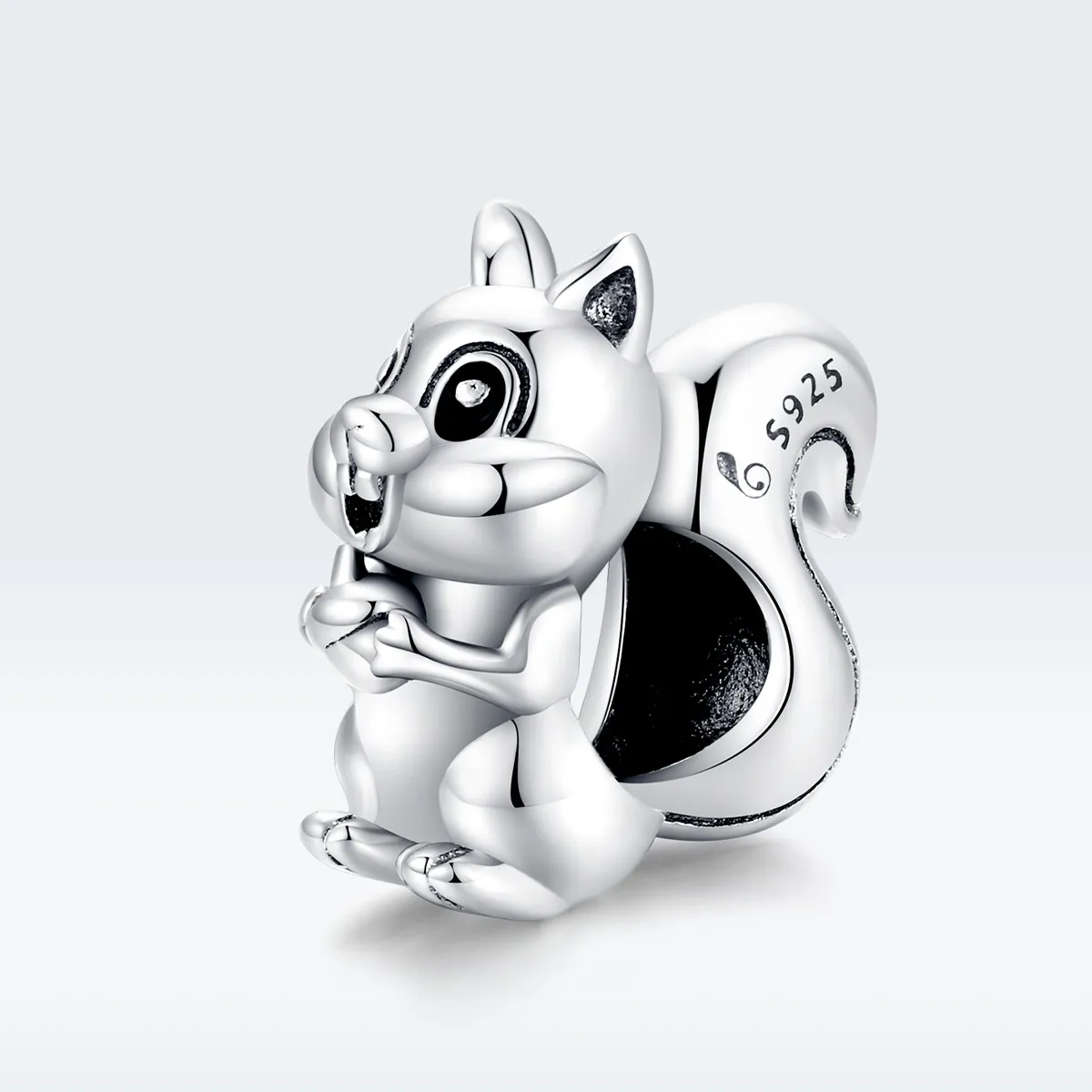 Pandora Style Silver Charm, Cute Squirrel, Enamel - BSC338