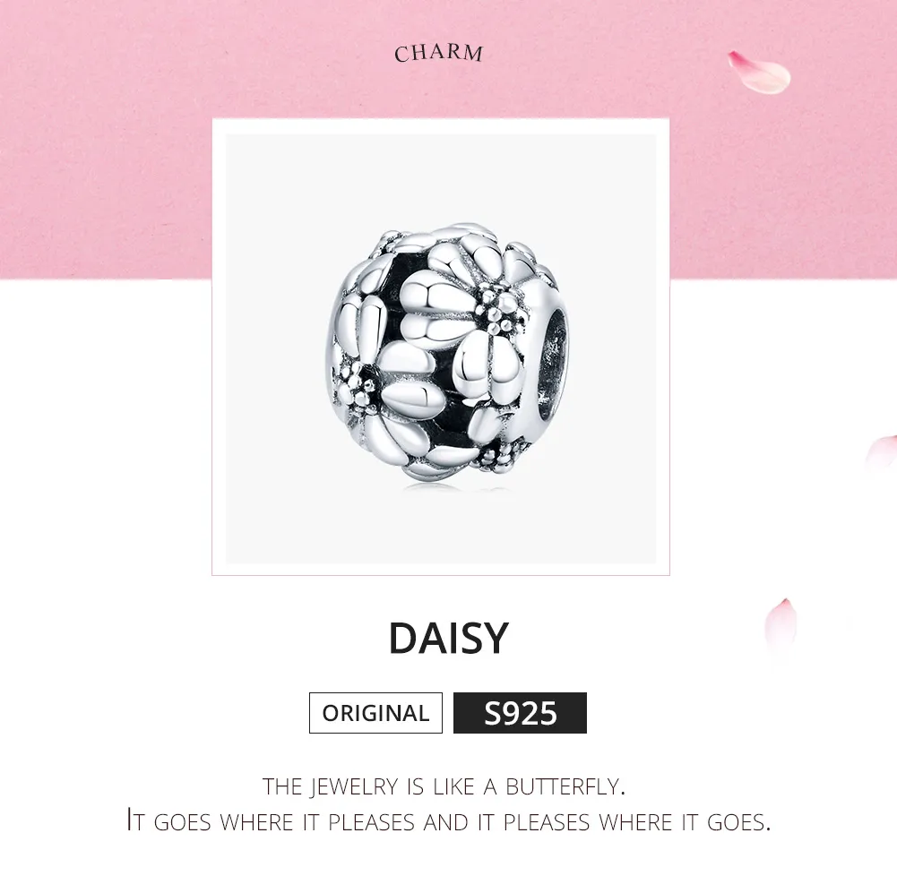 Pandora Style Silver Charm, Daisy - SCC1487