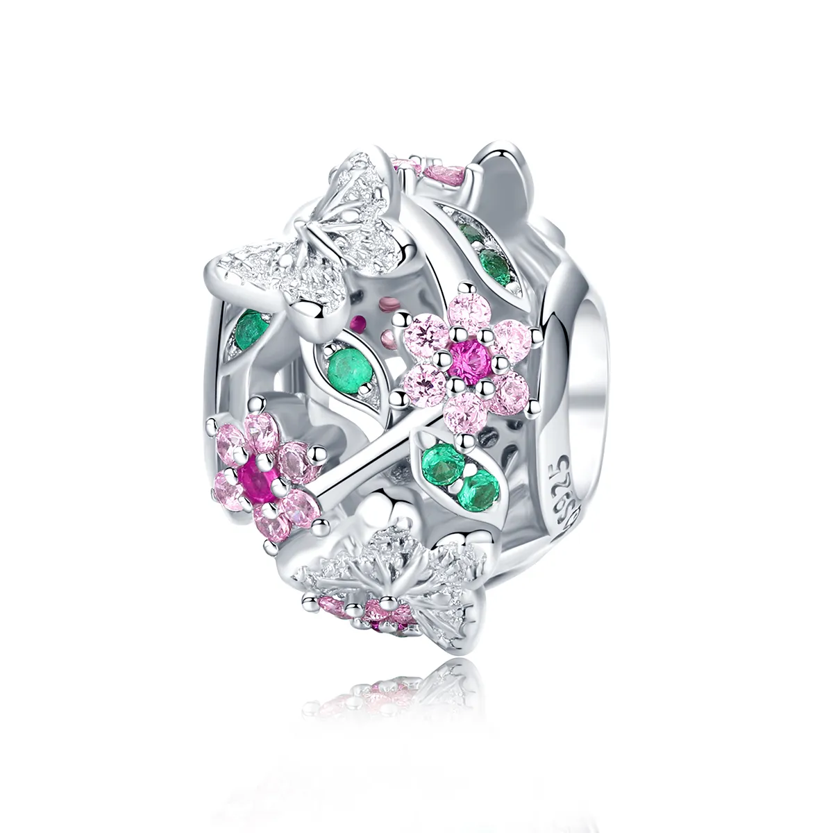 Pandora Style Silver Charm, Dancing Butterfly - BSC116