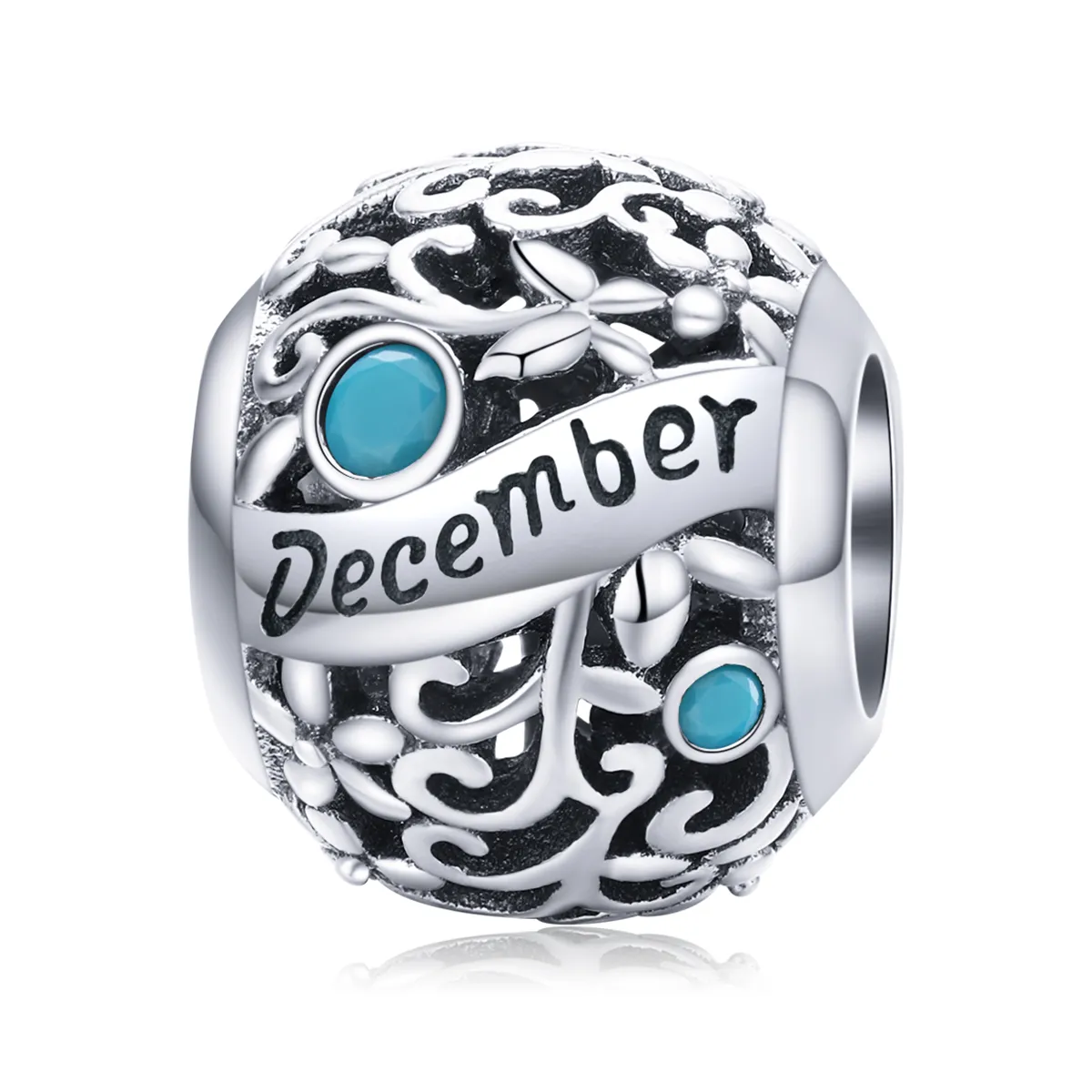 Pandora Style Silver Charm, December Birthstone - SCC1385-12