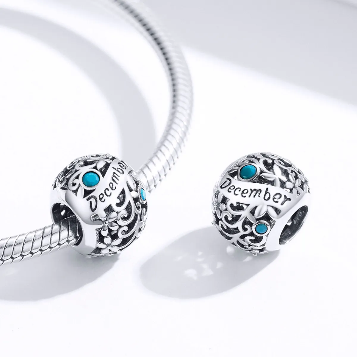 Pandora Style Silver Charm, December Birthstone - SCC1385-12