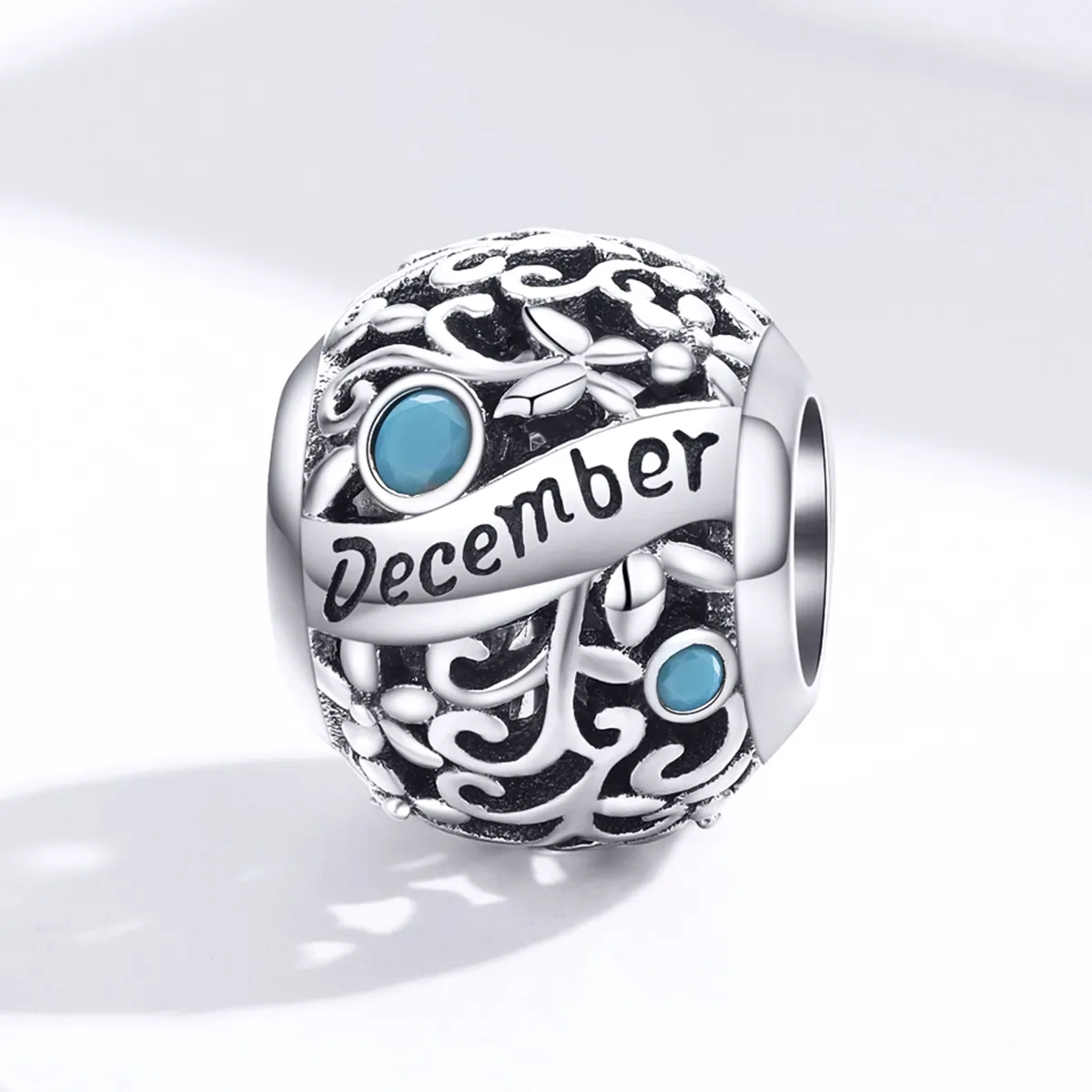 Pandora Style Silver Charm, December Birthstone - SCC1385-12