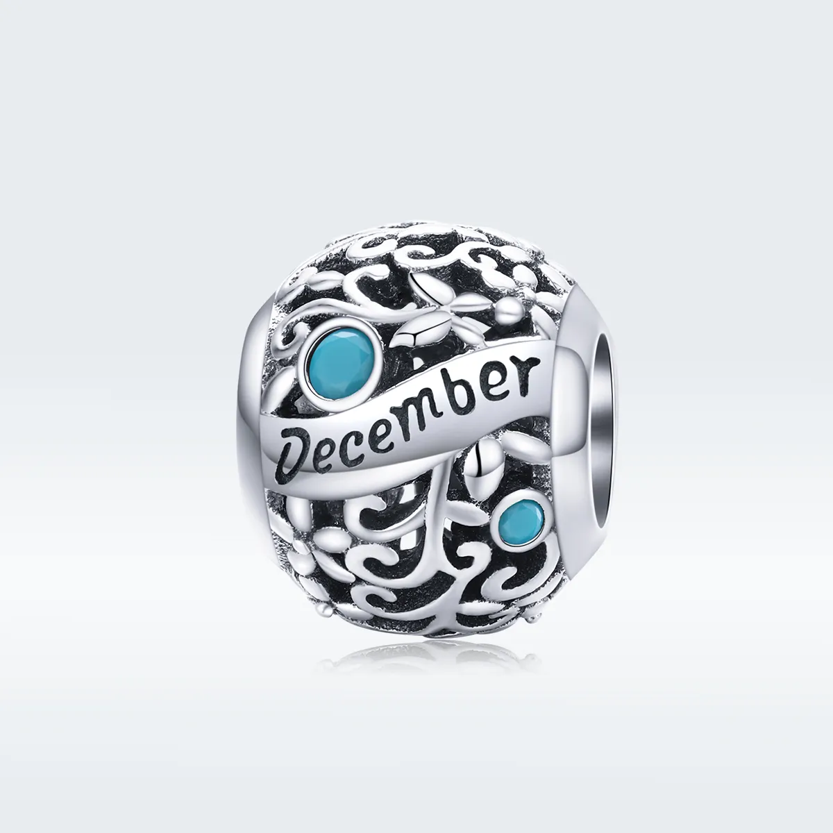 Pandora Style Silver Charm, December Birthstone - SCC1385-12