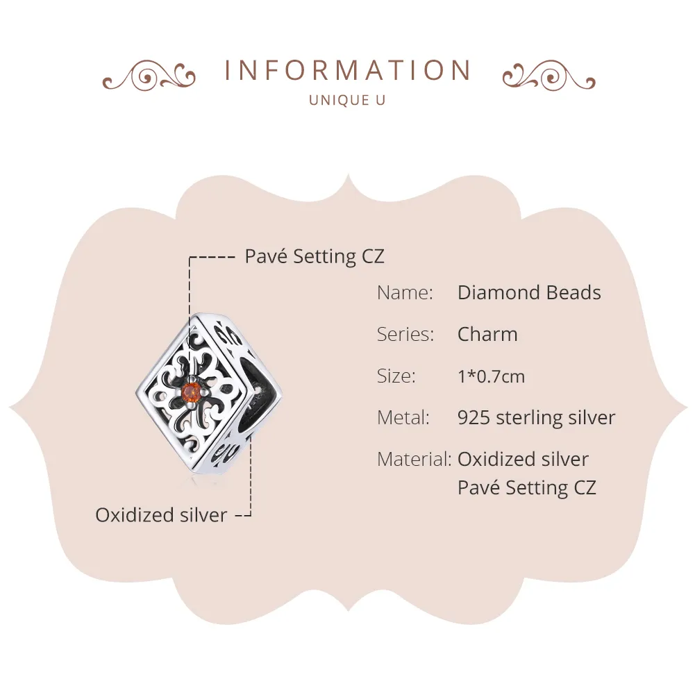 Pandora Style Silver Charm, Diamond - SCC1825