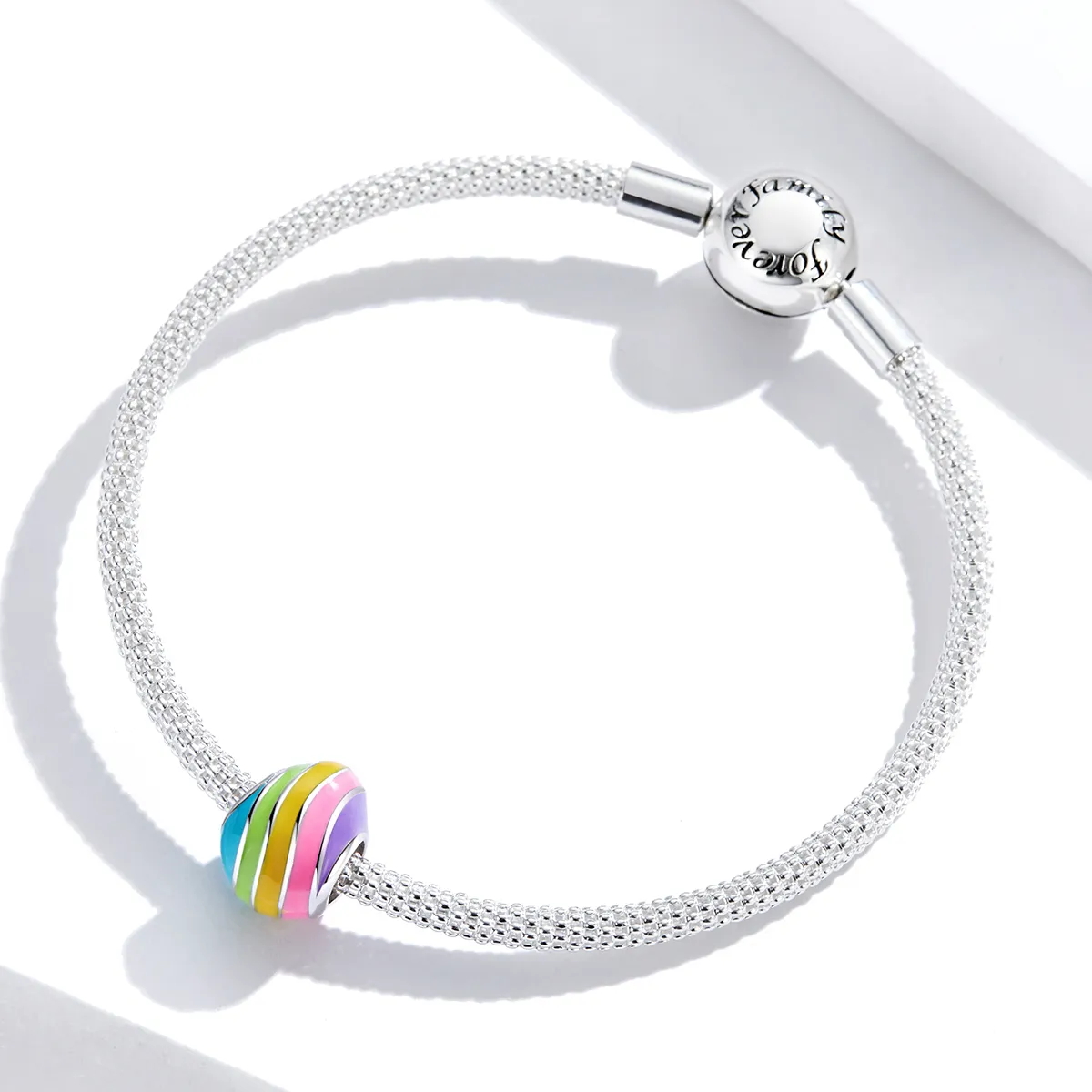 Pandora Style Silver Charm, Easter Egg, Multicolor Enamel - BSC223