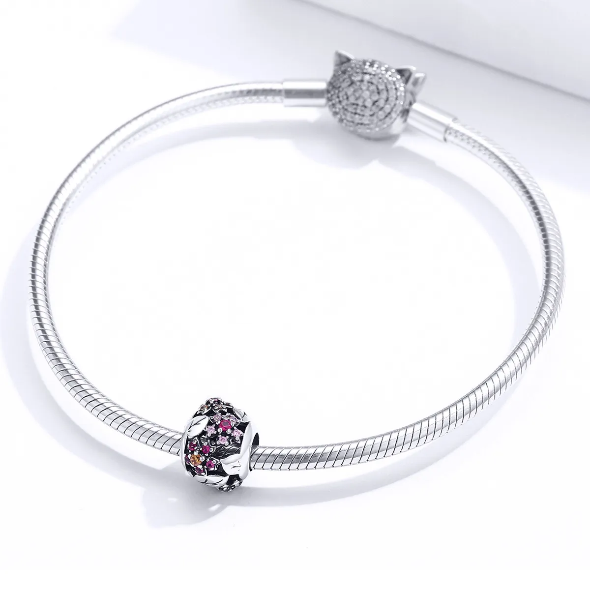 Pandora Style Silver Charm, Elegant Cherry Blossom - SCC1446