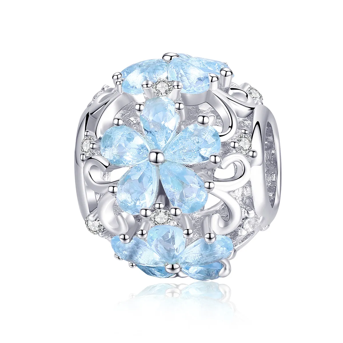 Pandora Style Silver Charm, Elegant Snowflakes - SCC941