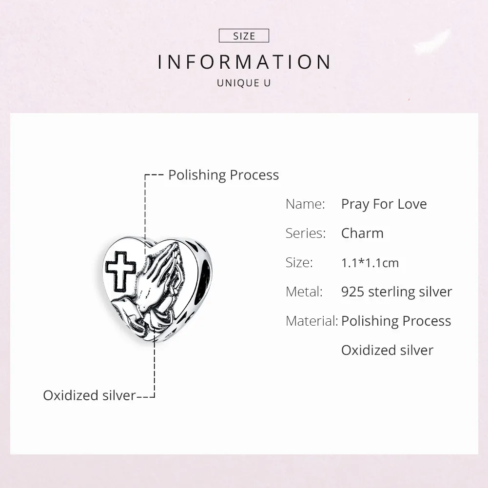 Pandora Style Silver Charm, Faith - BSC317