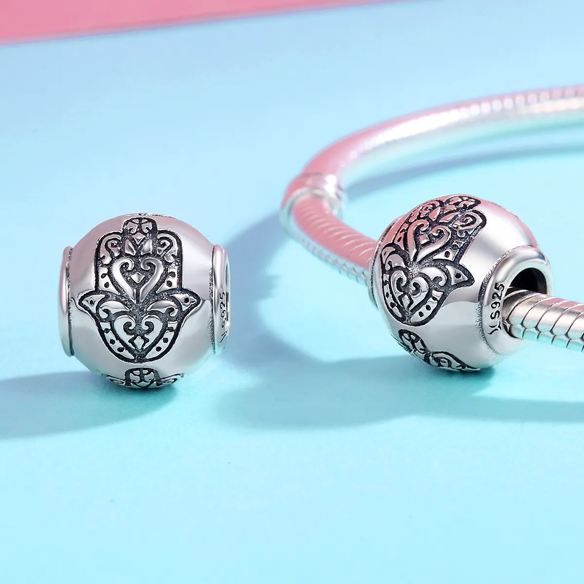 Pandora Style Silver Charm, Fatima's Hand - SCC306