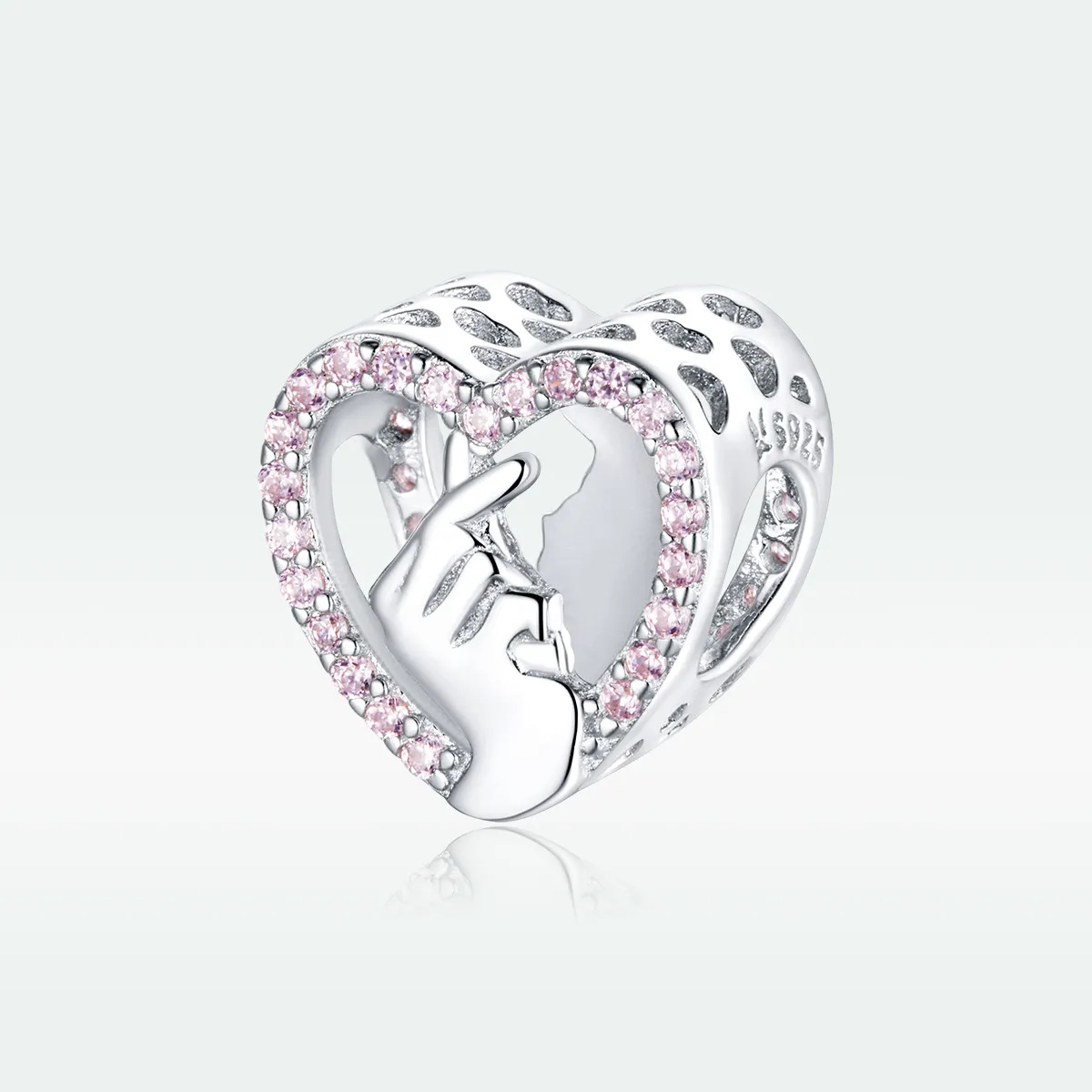 Pandora Style Silver Charm, Finger Heart - SCC1690