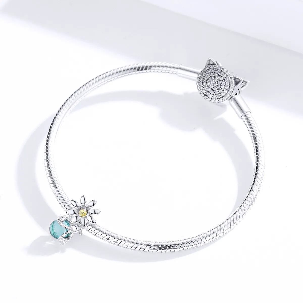 Pandora Style Silver Charm, Fireflies and Daisy - SCC1369