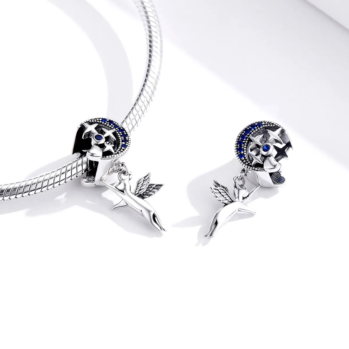 Pandora Style Silver Charm, Flying Cat - SCC1551