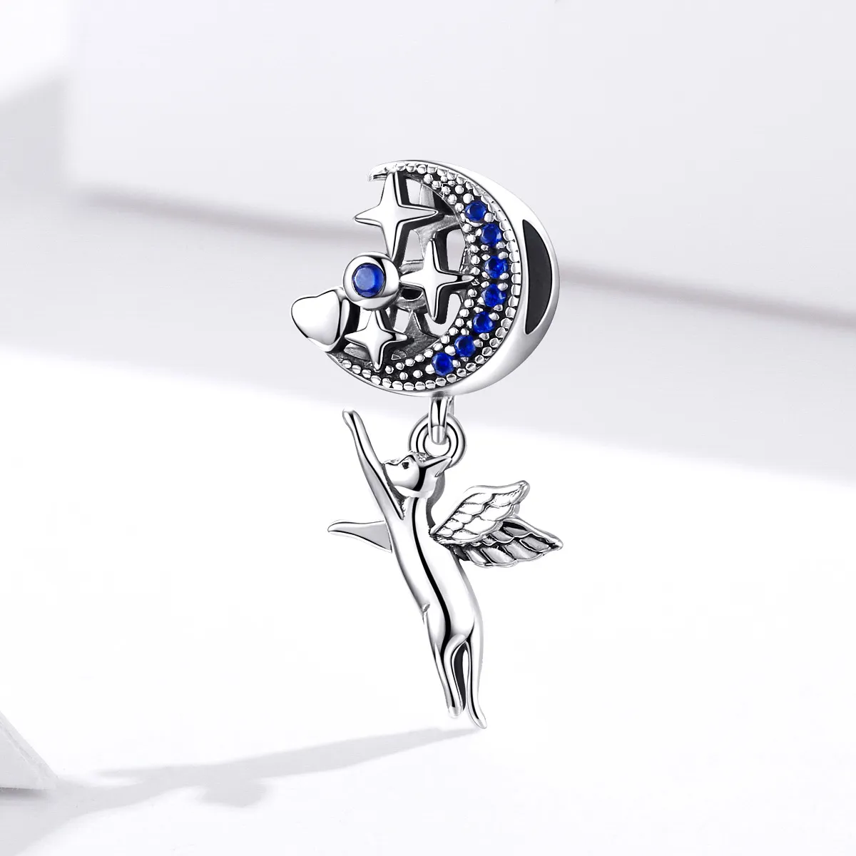 Pandora Style Silver Charm, Flying Cat - SCC1551