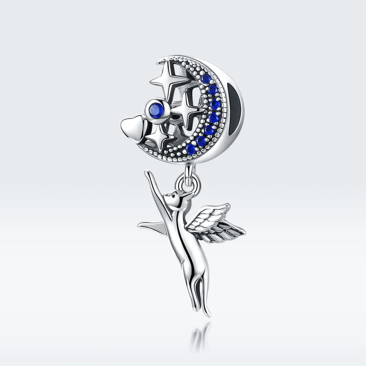 Pandora Style Silver Charm, Flying Cat - SCC1551