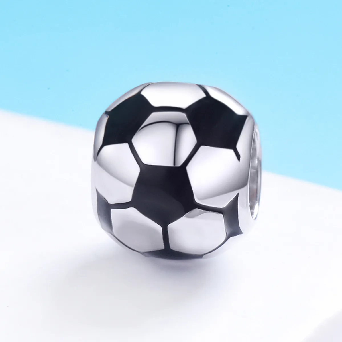 Pandora Style Silver Charm, Football Passion, Black Enamel - SCC666