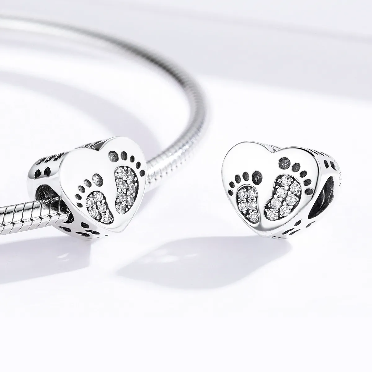 Pandora Style Silver Charm, Footprints - SCC1395