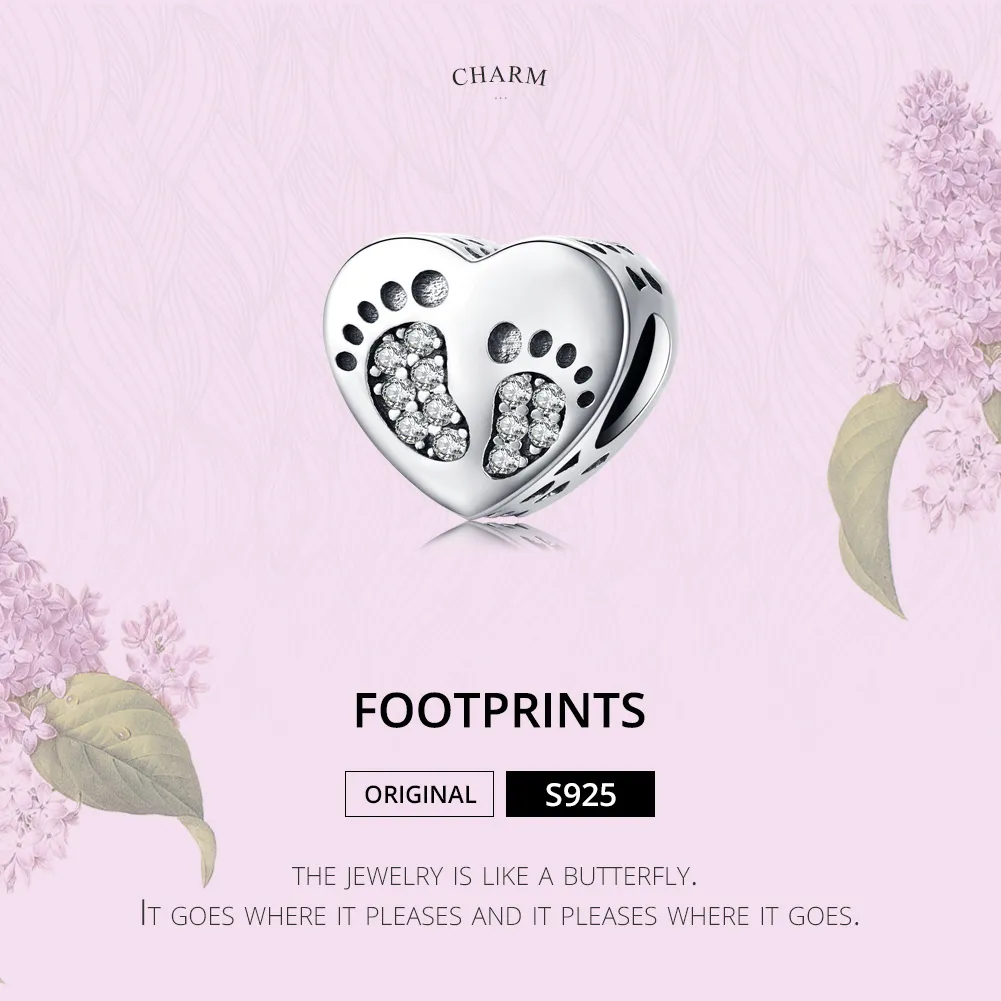 Pandora Style Silver Charm, Footprints - SCC1395