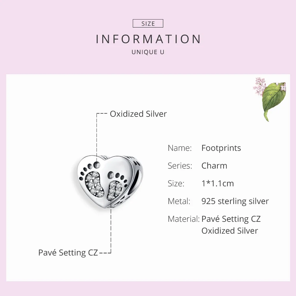 Pandora Style Silver Charm, Footprints - SCC1395