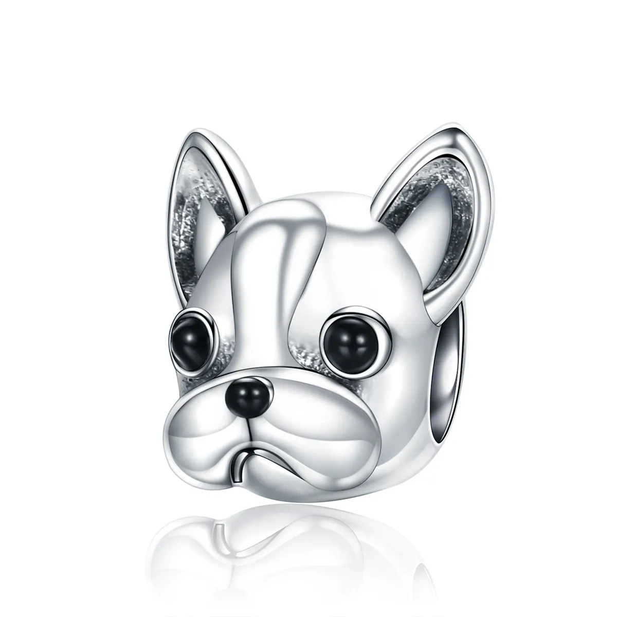 Pandora Style Silver Charm, French Bulldog, Black Enamel - SCC315