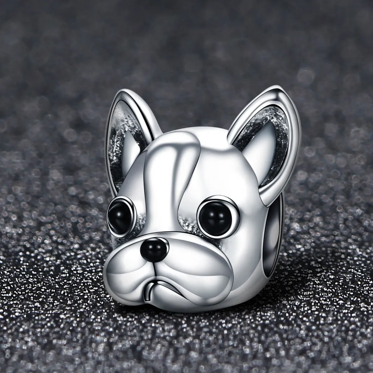 Pandora Style Silver Charm, French Bulldog, Black Enamel - SCC315