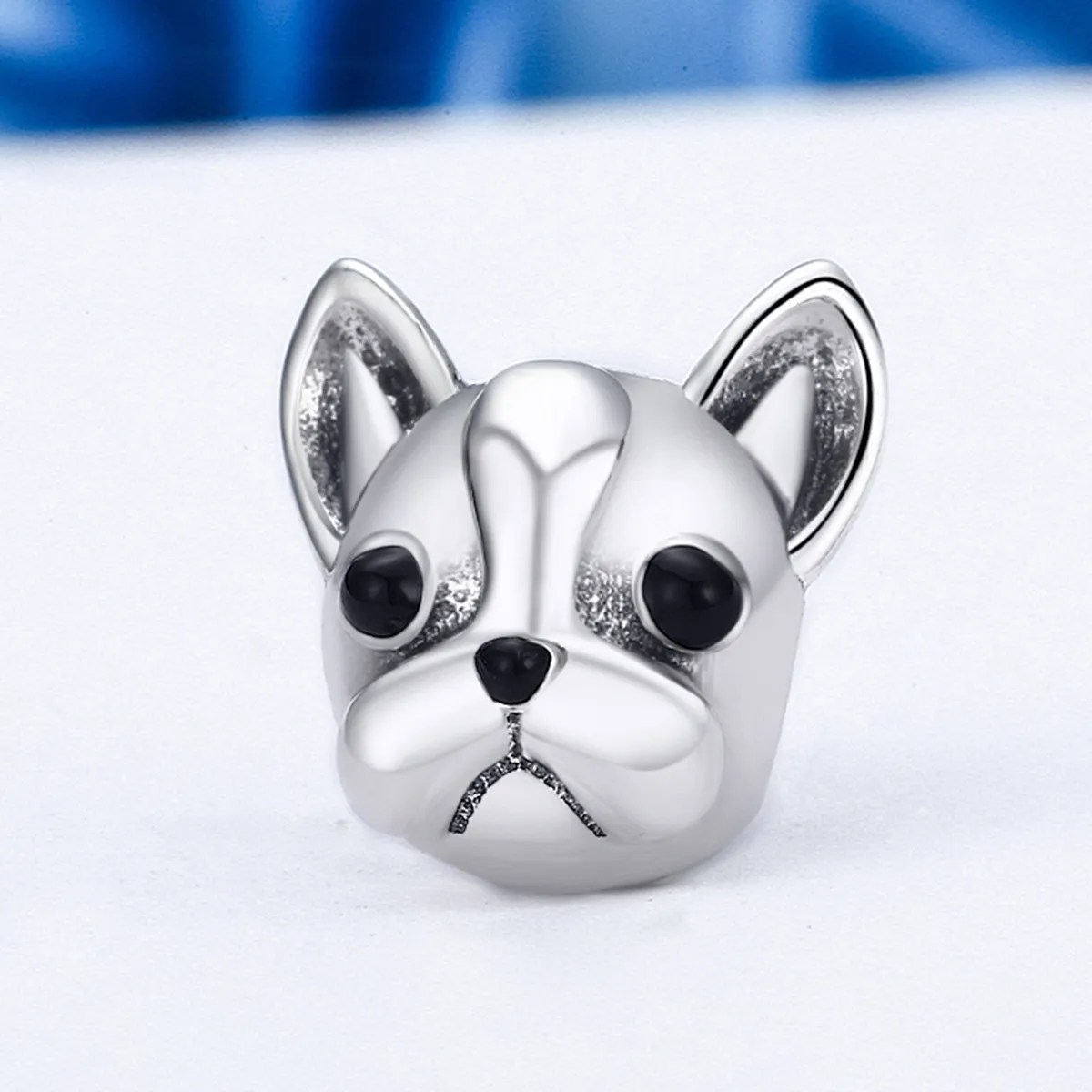 Pandora Style Silver Charm, French Bulldog, Black Enamel - SCC315