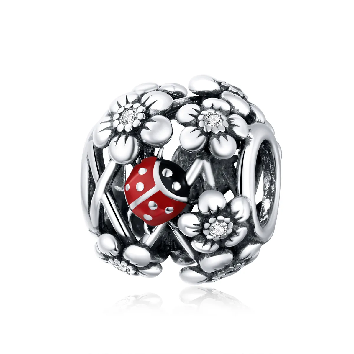 Pandora Style Silver Charm, Garden Elves, Red Enamel - SCC1641