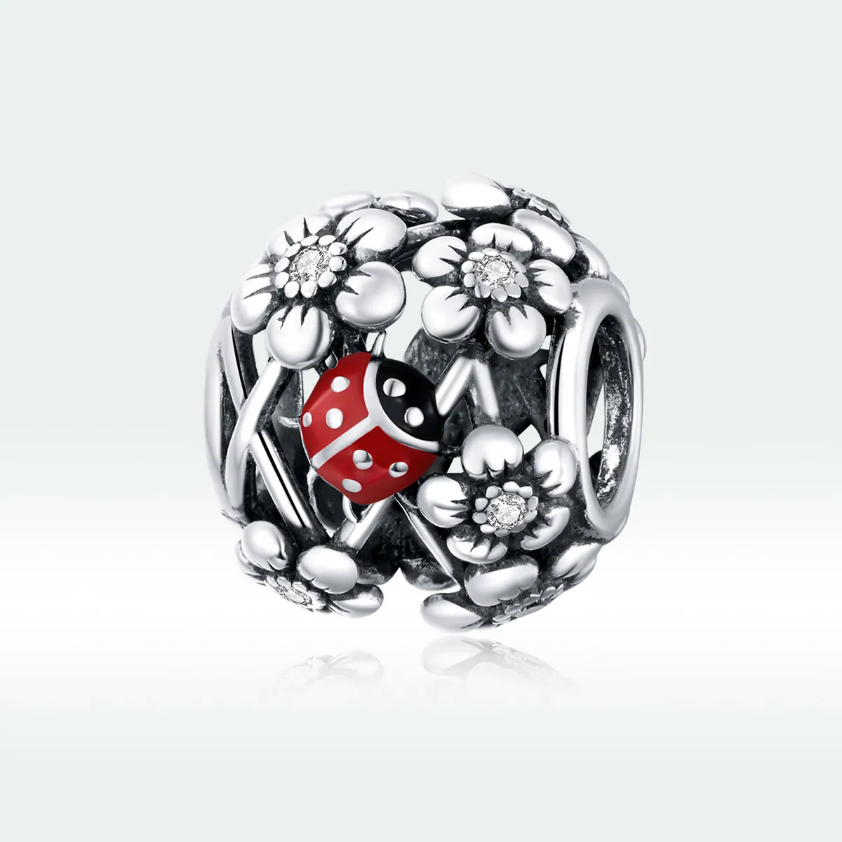 Pandora Style Silver Charm, Garden Elves, Red Enamel - SCC1641