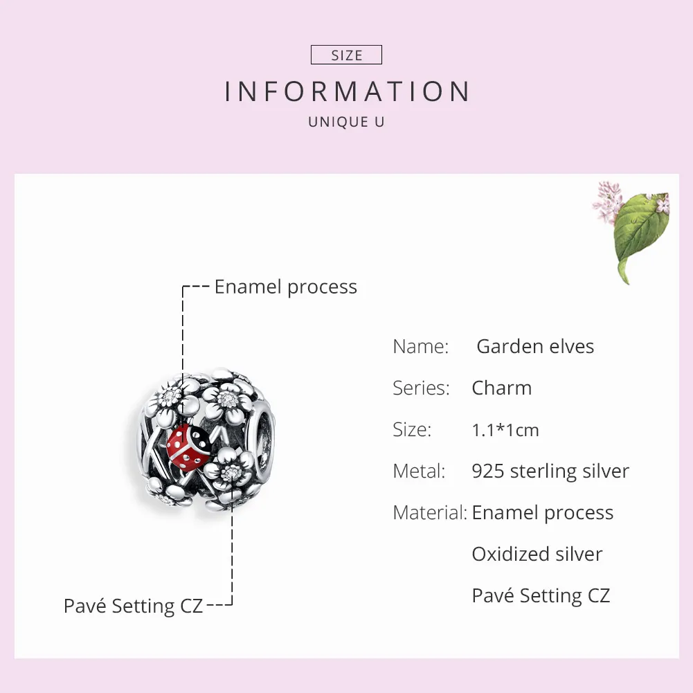 Pandora Style Silver Charm, Garden Elves, Red Enamel - SCC1641