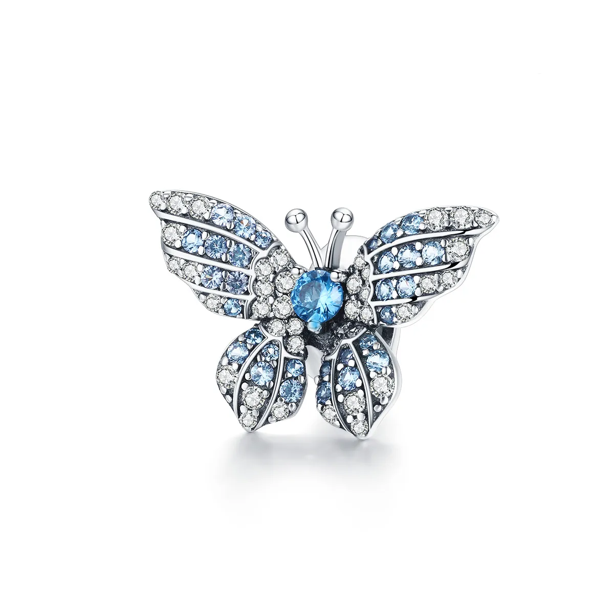 Pandora Style Silver Charm, Glitter Butterfly - BSC061