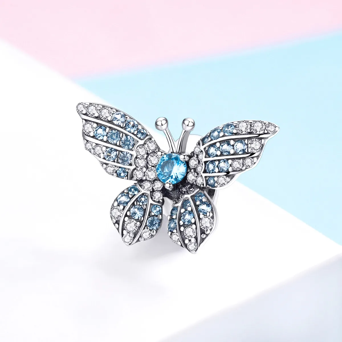 Pandora Style Silver Charm, Glitter Butterfly - BSC061