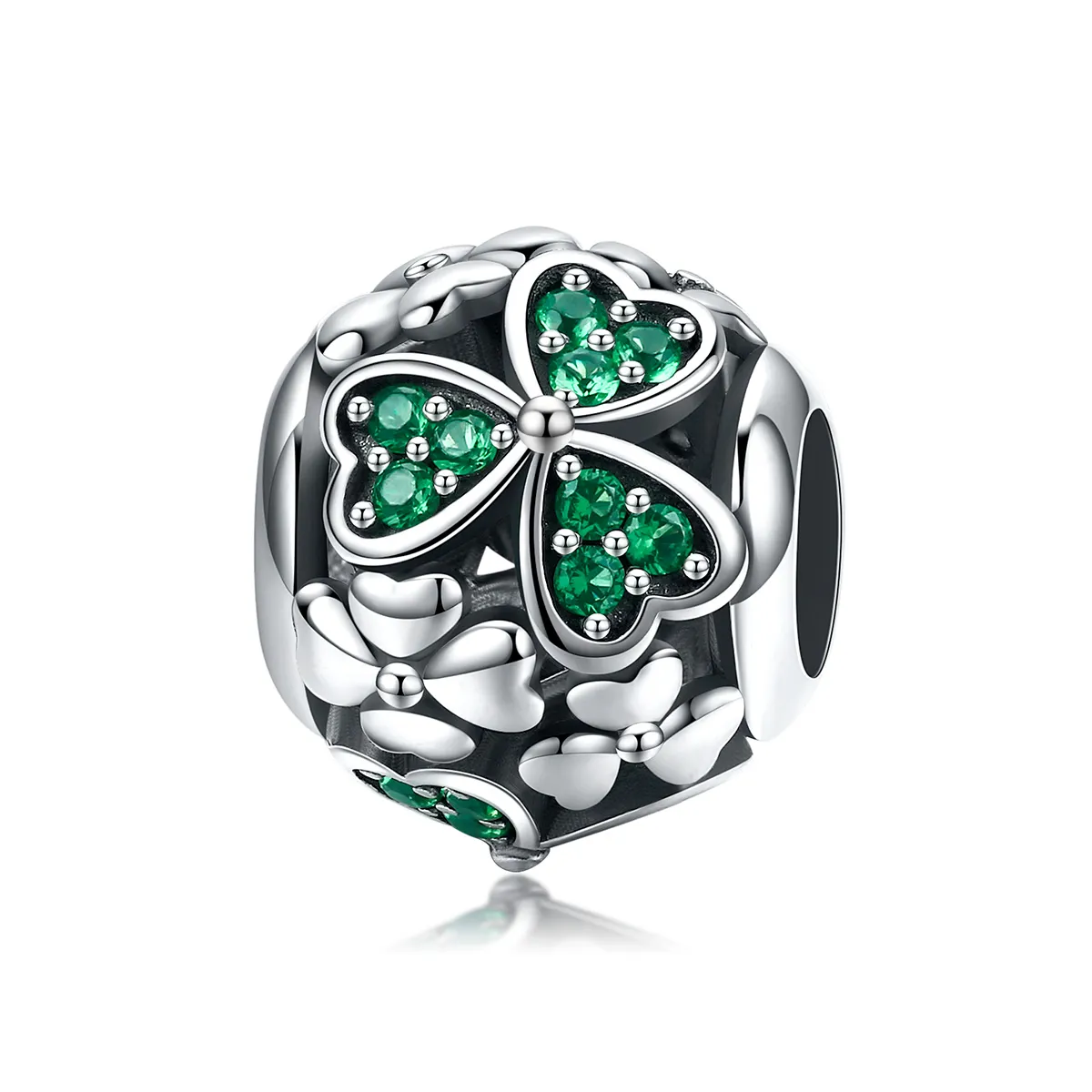 Pandora Style Silver Charm, Green Clover - SCC964