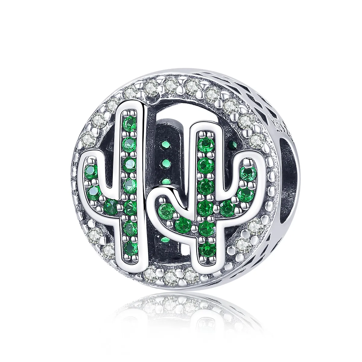 Pandora Style Silver Charm, Green Vibrant Cactus - SCC918