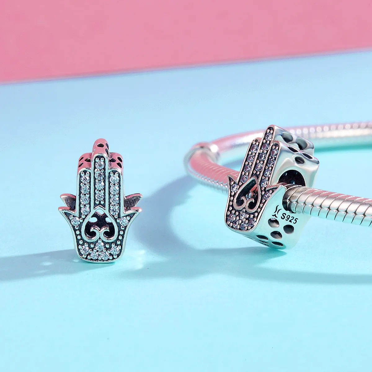 Pandora Style Silver Charm, Hamsa - SCC225