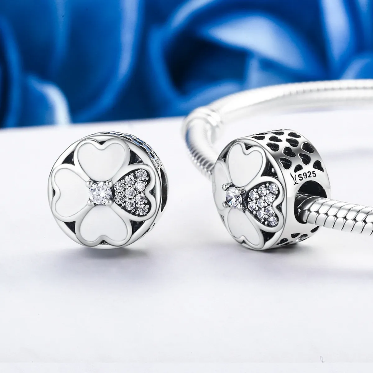 Pandora Style Silver Charm, Happy Petals, Enamel - SCC250