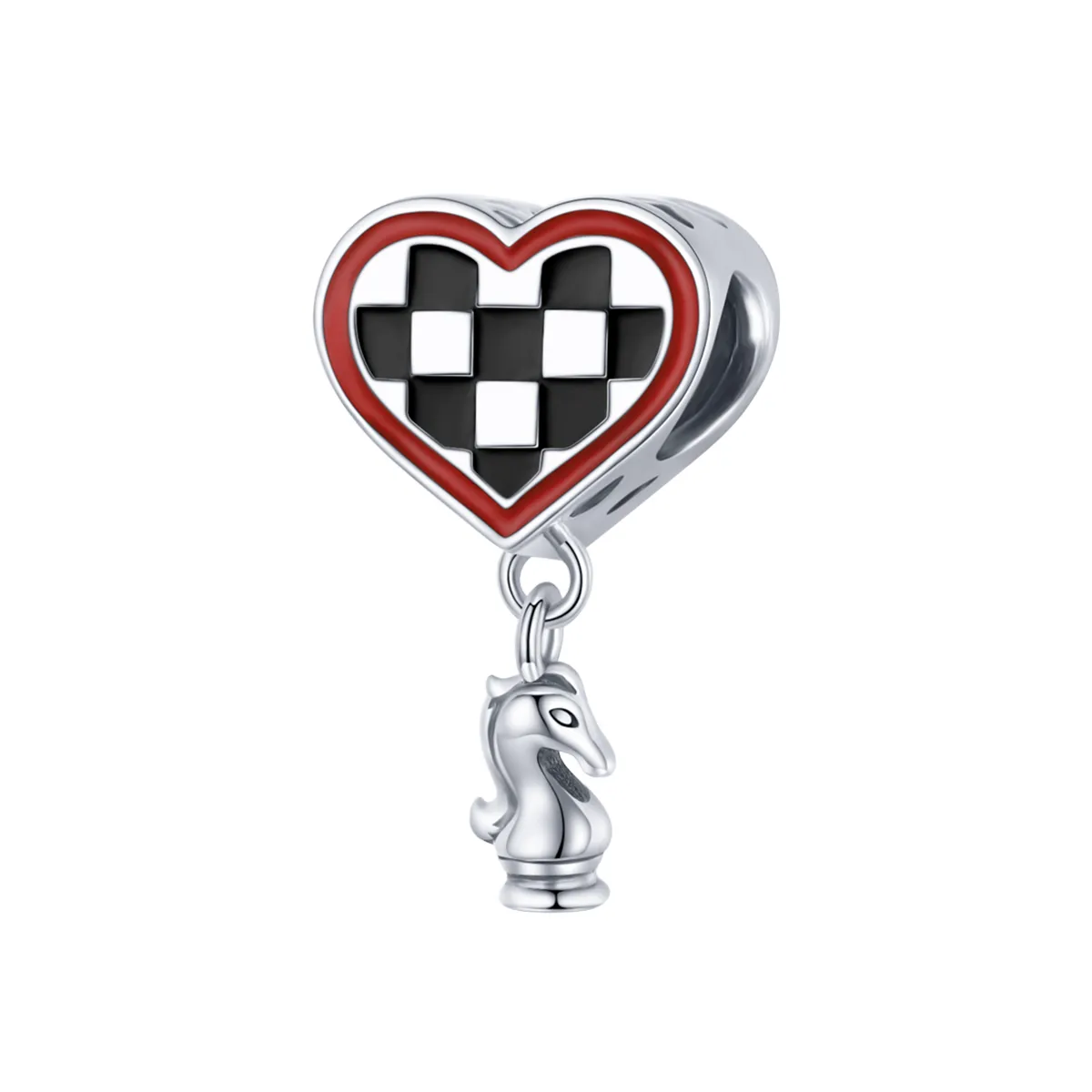 Pandora Style Silver Charm, Heart-Shaped Board, Multicolor Enamel - SCC1833