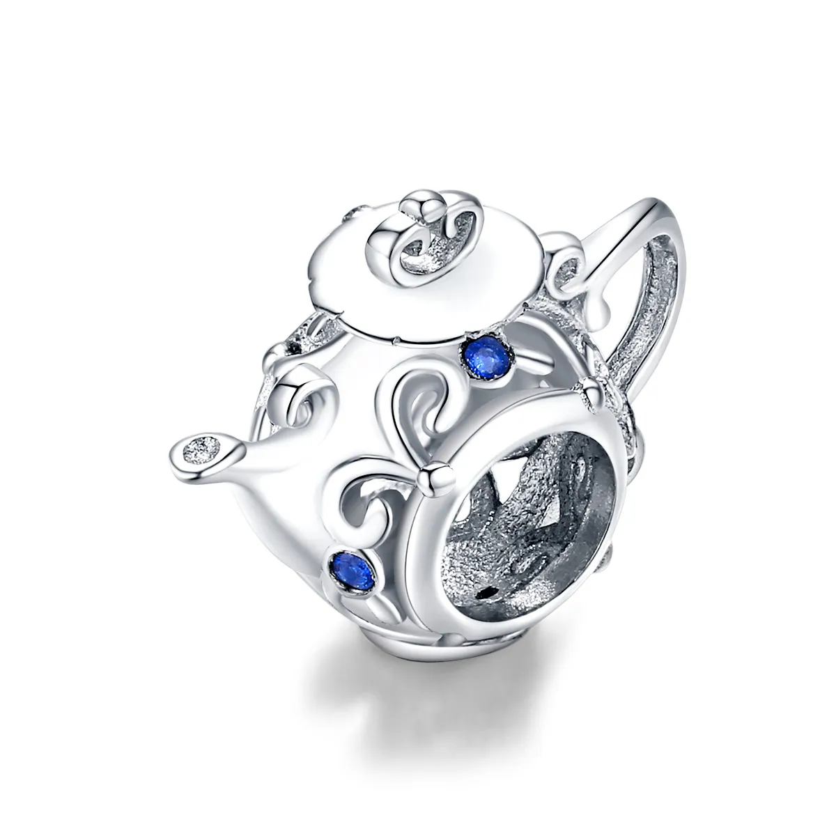 Pandora Style Silver Charm, Hollow Teapot - BSC274