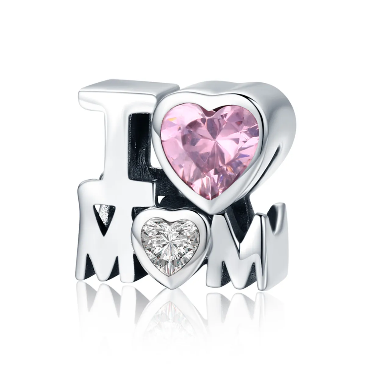 Pandora Style Silver Charm, I Love Mom - SCC579