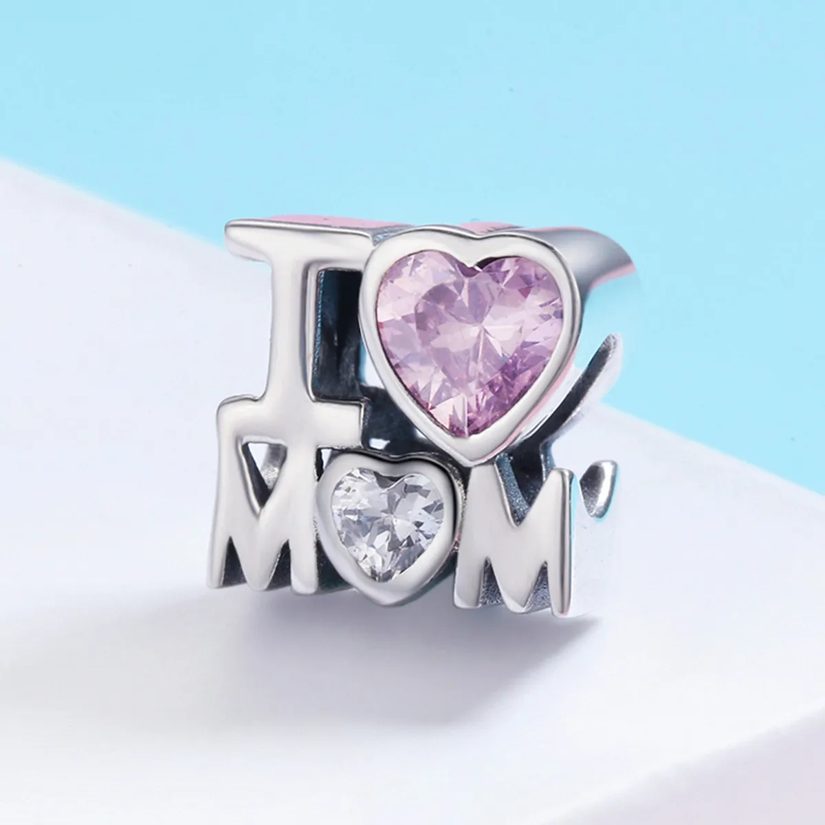 Pandora Style Silver Charm, I Love Mom - SCC579