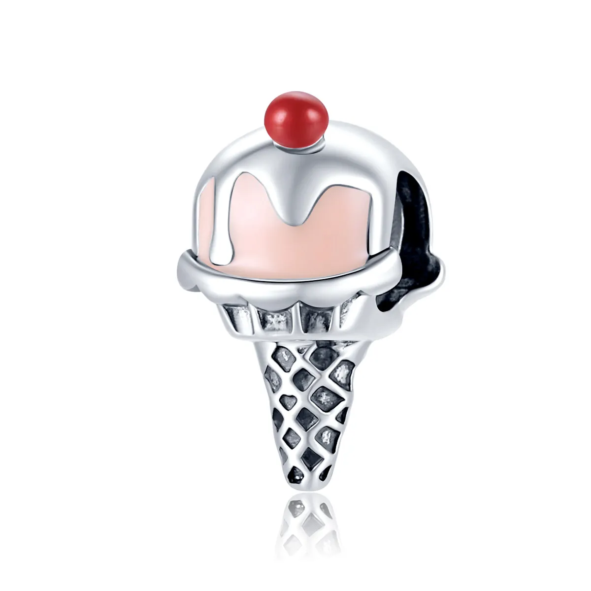 Pandora Style Silver Charm, Ice Cream, Multicolor Enamel - SCC1533