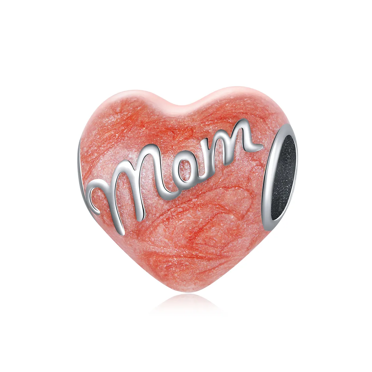 Pandora Style Silver Charm, In Memory of Mom, Red Enamel - SCC1793