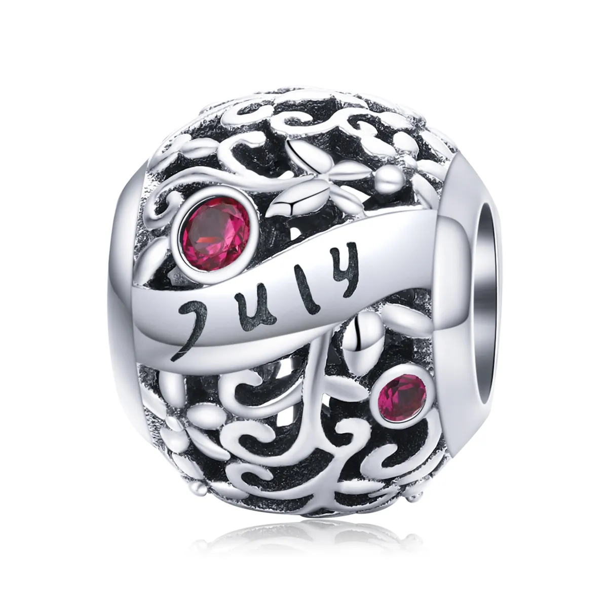 Pandora Style Silver Charm, July Garnet Birthstone - SCC1385-7