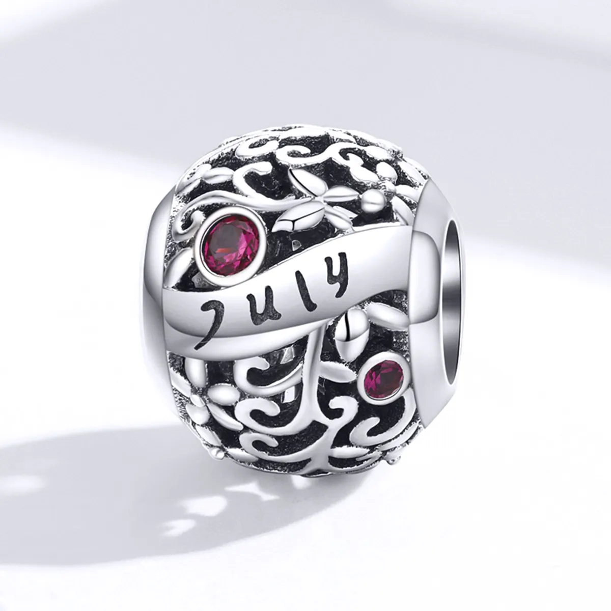 Pandora Style Silver Charm, July Garnet Birthstone - SCC1385-7