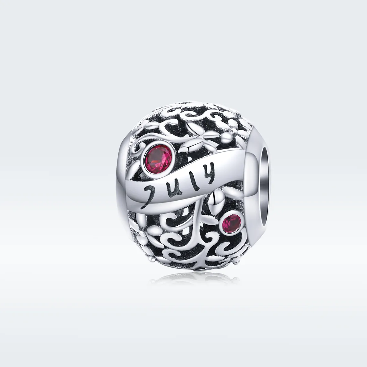 Pandora Style Silver Charm, July Garnet Birthstone - SCC1385-7